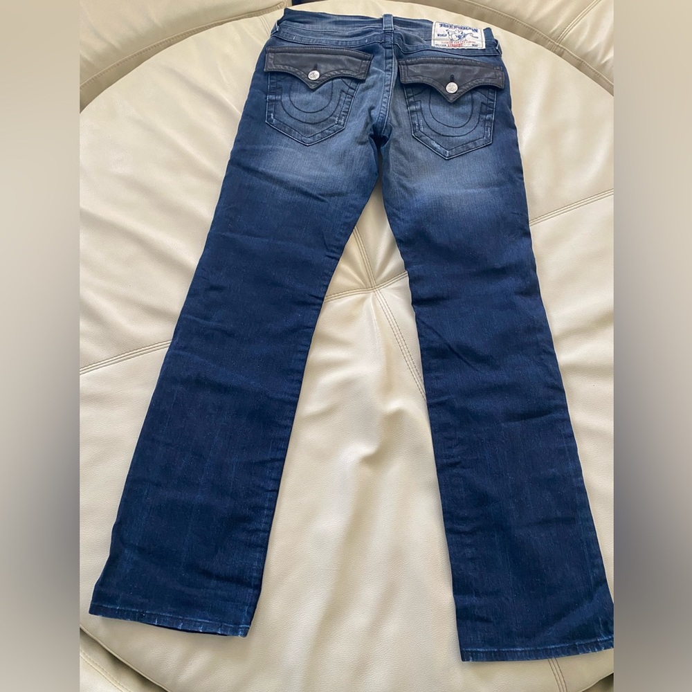 COPY - Vintage True Religion Jeans , Size 31 , Denim with black leather